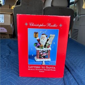 Christopher Radko Santa Musical Stocking Holder in Red and White